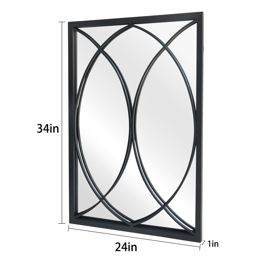 Black Rectangle Wall Mirror, Farmhouse Decorative Mirror, Fireplace, Accent Wall Decor (Black2, 30'' x 20'')