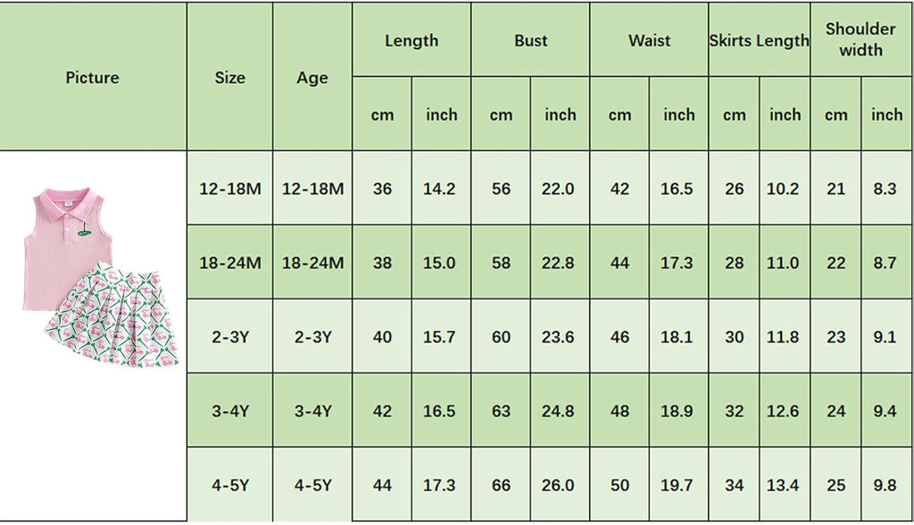 Toddler Baby Girl Summer Clothes Ribbed Knit Tops Mini Skirts Set