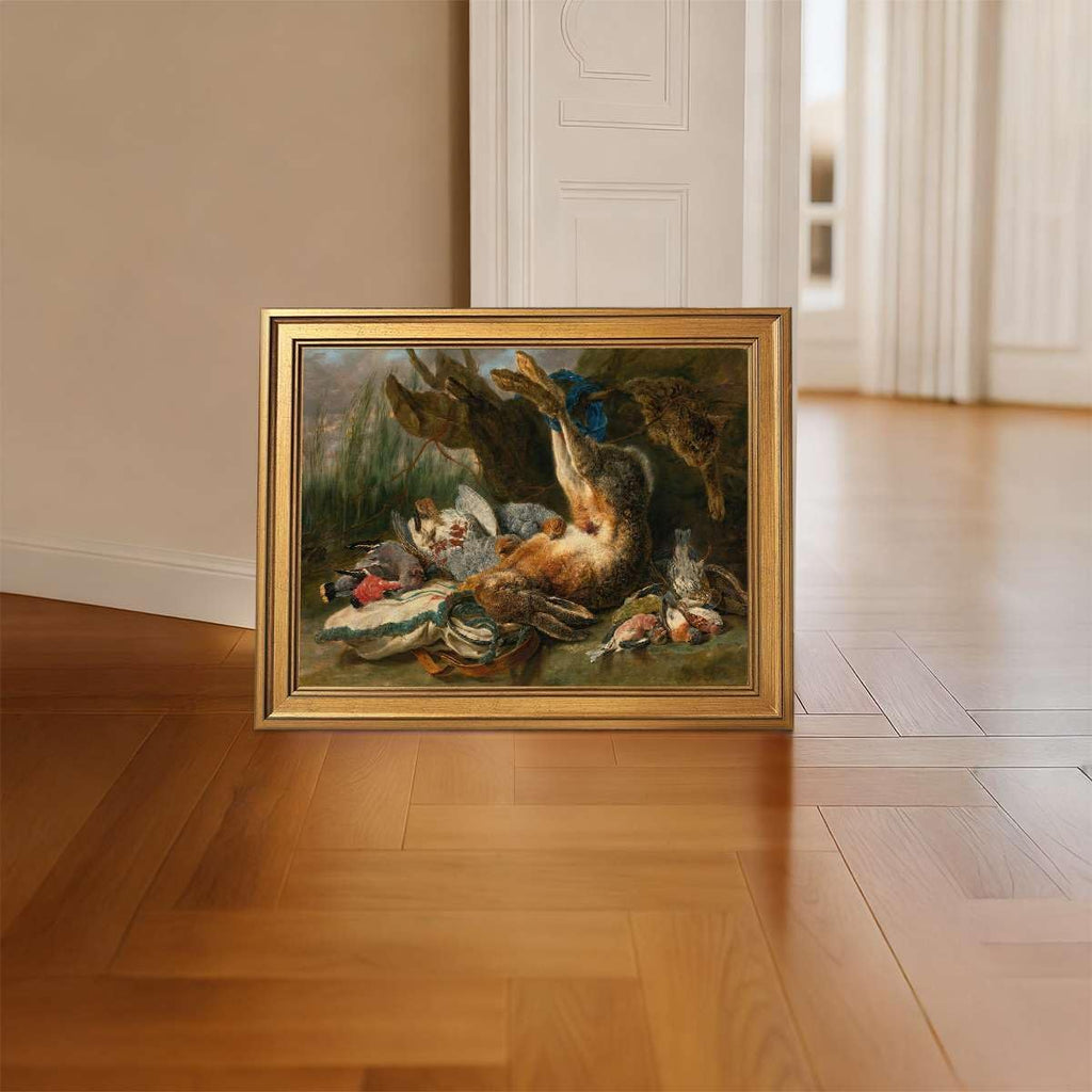 Vintage Hunting Scene Poster Framed Canvas Print Oil Paintings Reproduction World Classics Wall Art Painting Pictures