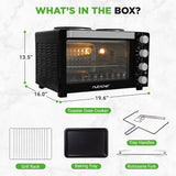 30 Quart Kitchen Convection Oven & 2 Burner Cooker - 1500 Watt Oven - 7 Cook Functions Rotisserie, Cook, Bake, Broil &