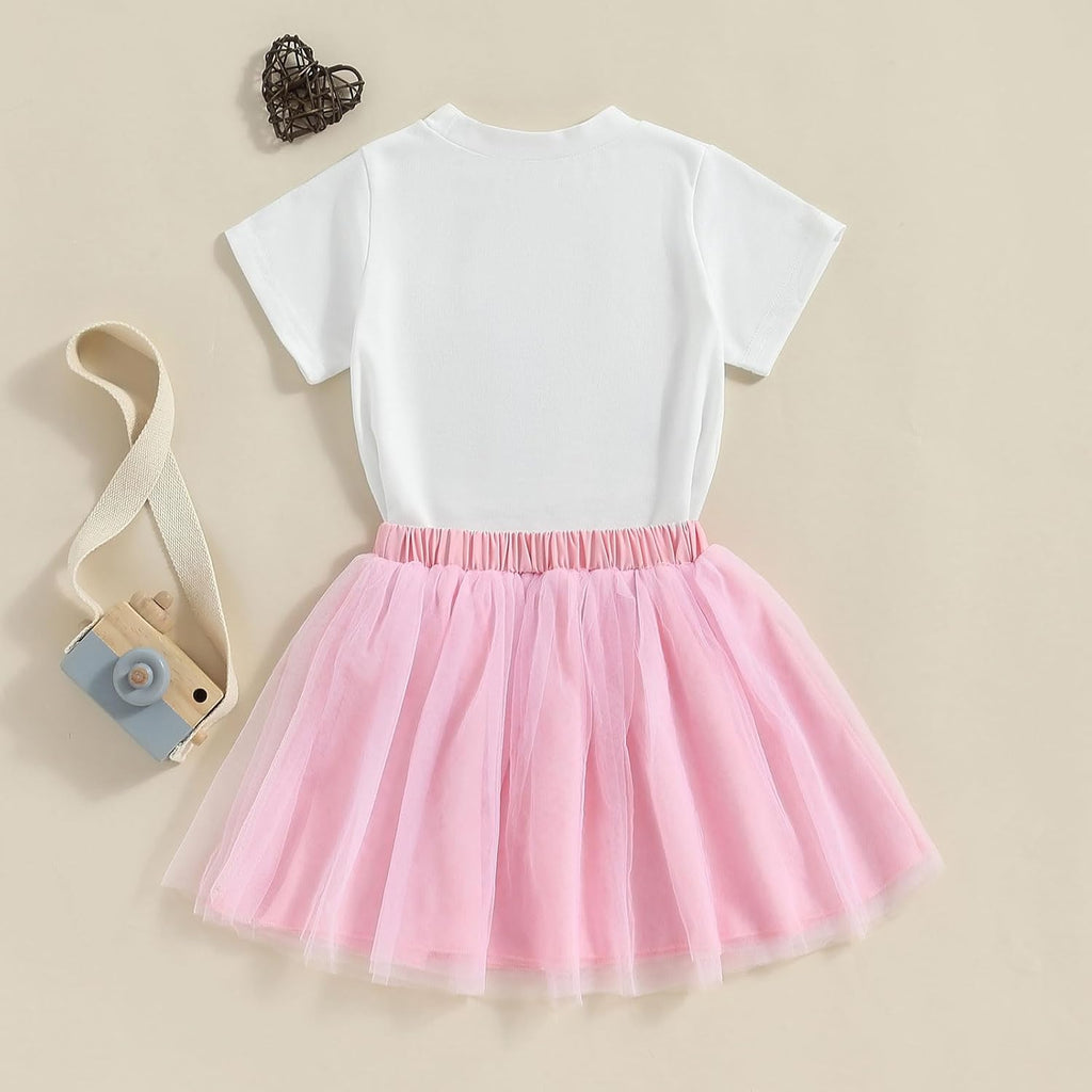 Baby Girl Birthday Outfit Embroidery Birthday Girl Short Sleeve Shirts and Tutu Skirts Set Baby Girl Birthdays Outfit