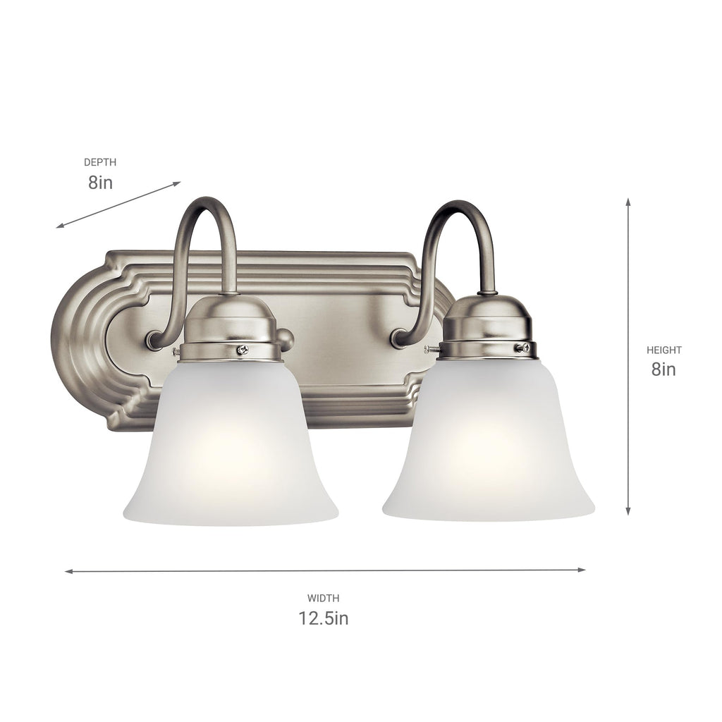 2-Light Bathroom Vanity Light, Brushed Nickel