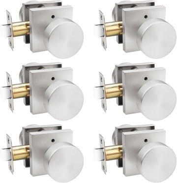 Privacy Door Knobs on Square Rose, Interior Door Locks , Brushed Nickel Turn Lock Door Handles, Keyless Interior Door