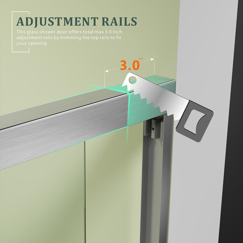 Brushed Nickel 45"-48" W x 72" H Semi-Frameless Glass Shower Door