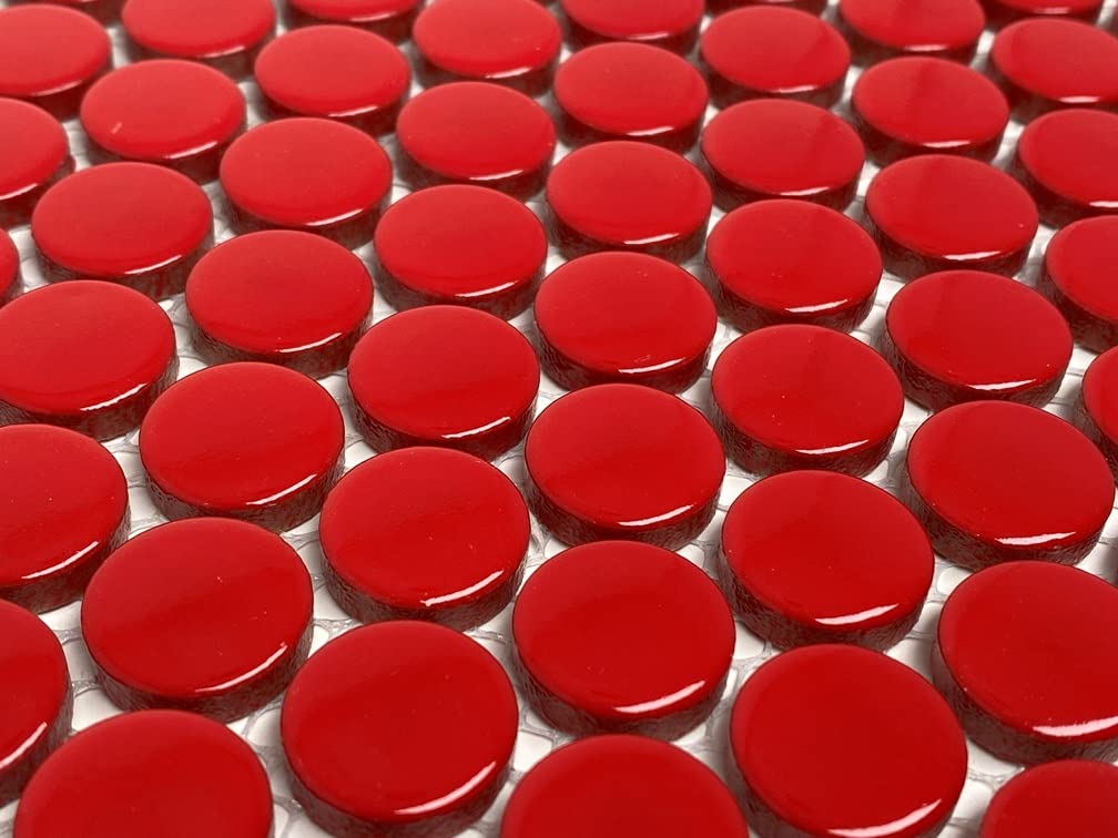 PNR-RED Penny Round Vintage Red Porcelain Mosaic Tile - 10-Sheet Pack for Floor, Wall, Backsplash, Shower, Kitchen