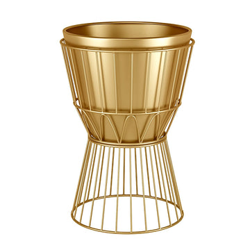 Gold Planter Stand with Pot 12" - Decorative Metal Plant Holder Stand Indoor, Gold Plant Stand Modern Flower Potted