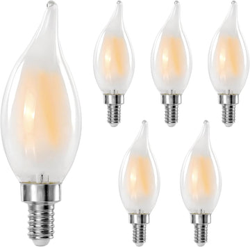 E12 Candelabra Bulb 40 Watt, B11 Candle Led Light Bulbs, 2700k, 6-Pack