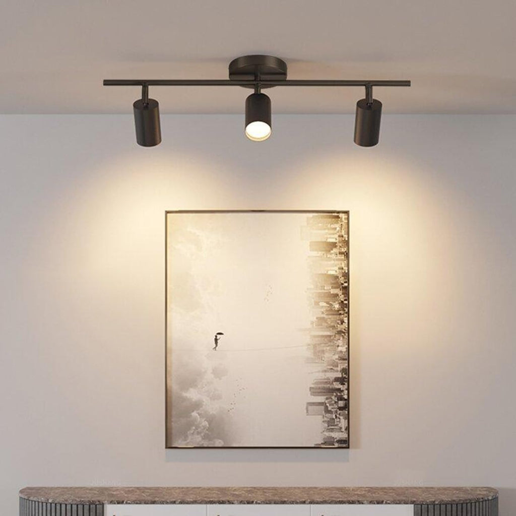 Modern Matte Black 3 Lights Adjustable LED Track Lighting Kits Industrial 3 Ways Flush Mount Ceiling Spotlights