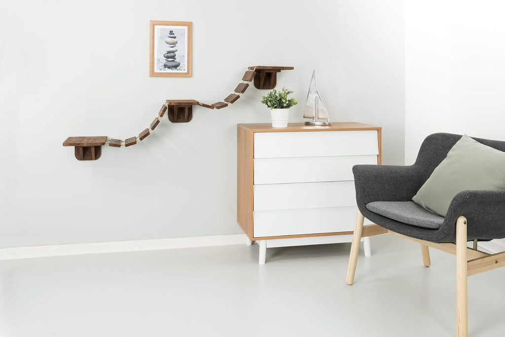 Wall Mounted Cat Bridge - Space-Saving Cat Wall Shelves for Climbing, Jumping & Vertical Play - Elevated Cat