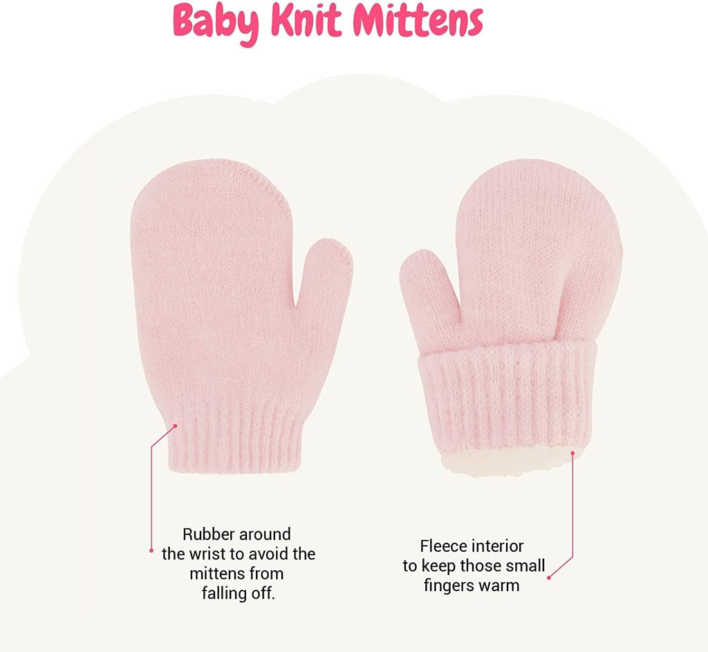 Baby Beanie and Mitten Set & Toddler Winter Hat Boy Girl Fleece Lined for Infant 0-6, 6-12