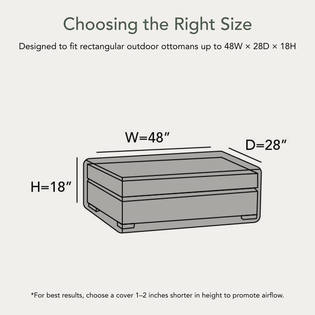Elite Outdoor Ottoman Cover - 48"W x 28"L x 18"H - Weatherproof