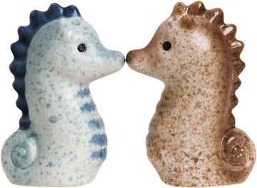 Ceramic Cute Sea Horse Salt & Pepper Shakers Set, Hand-Painted Sea Animals Salt and Pepper Shakers, Set - Set of 2