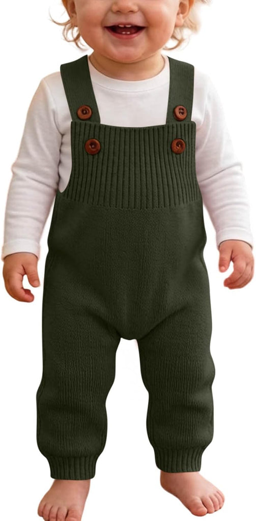 Baby Sweater Romper Knit Solid Color Clothes Suspender Pants Cute Overalls Jumpsuit with Shoulder Straps