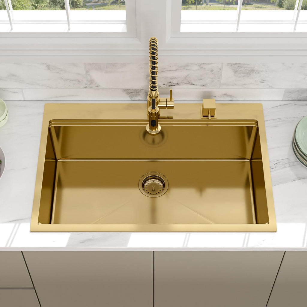 33 Drop In Workstation Kitchen Sink Gold