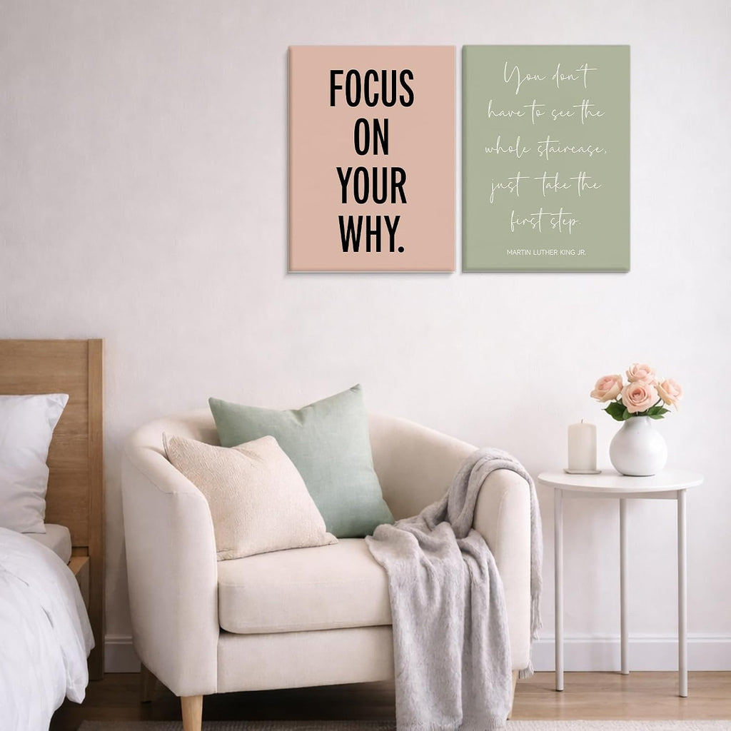 Framed Motivational Office Wall Decor, Set of 6 Boho Inspirational Canvas Wall Art Office Decorations for Work