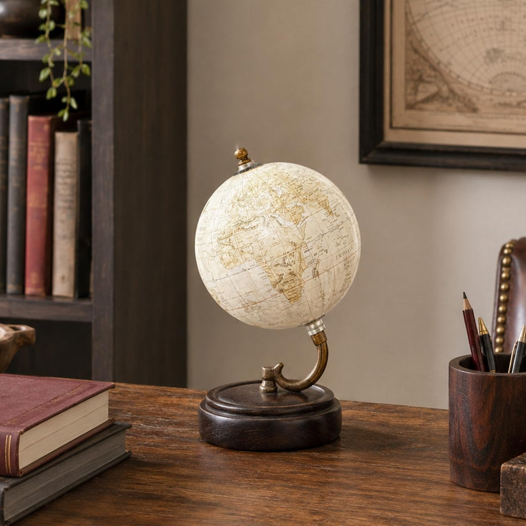 Wood Globe, 5" x 5" x 8", Yellow