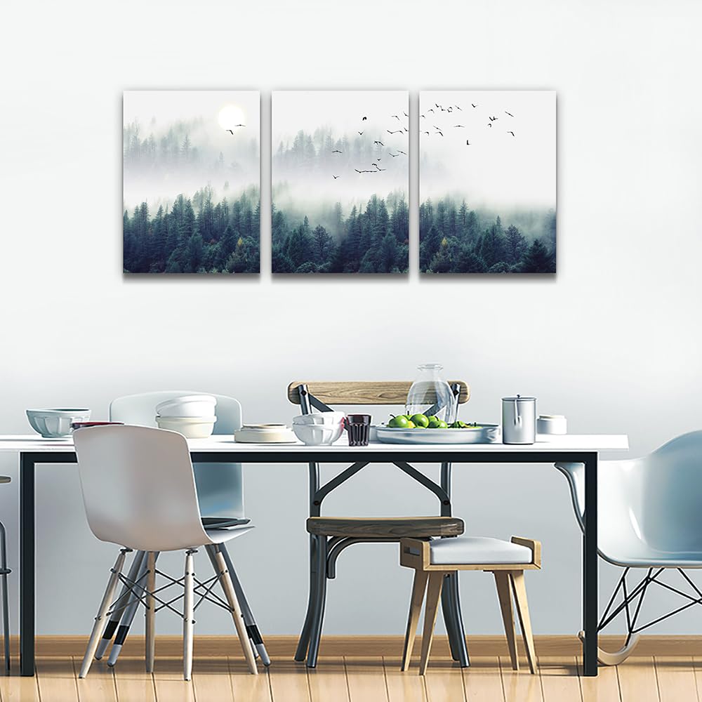 Large Forest Canvas Wall Art Pine Tree Artwork Painting 16 x 24 In