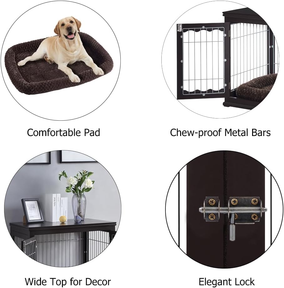 Furniture Style Dog Crate End Table with Cushion