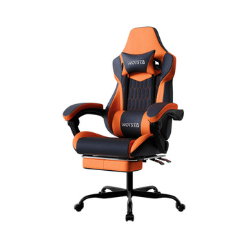 Gaming Chair with Footrest, High Back Gaming Chairs PVC Leather Ergonomic Gamer Chair with Adjustable Headrest Lumbar