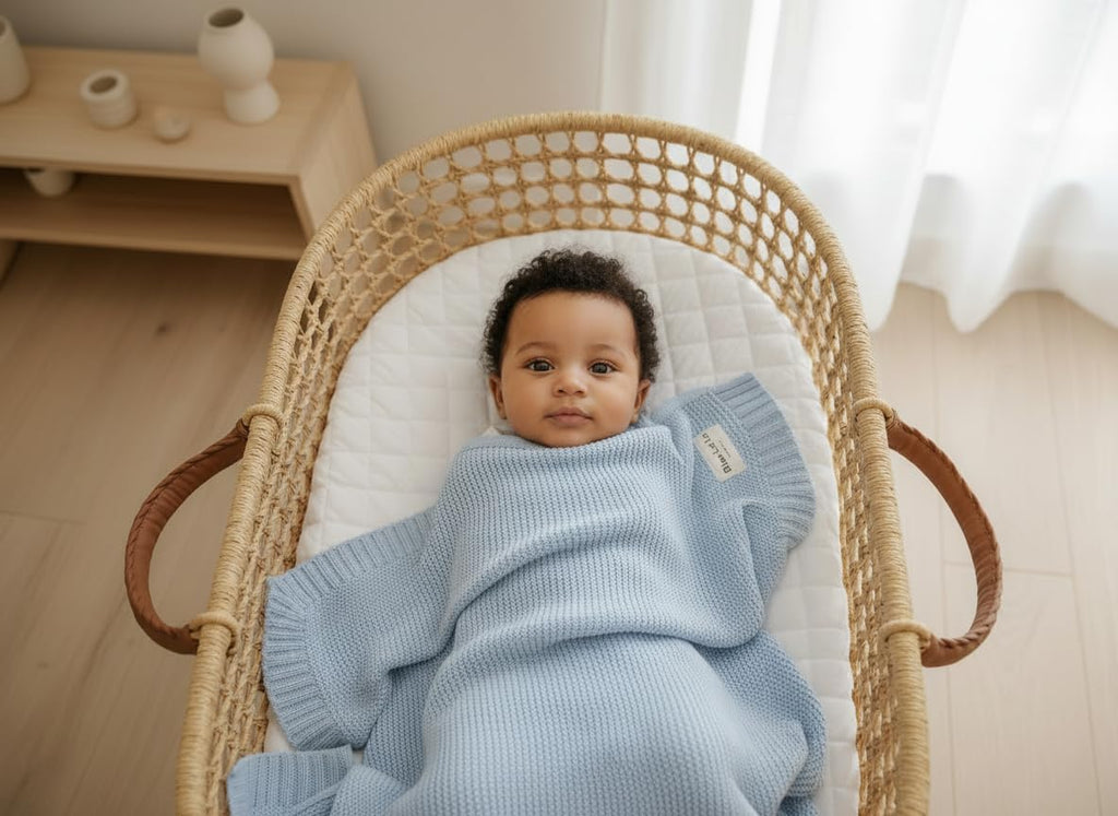 100% Organic Cotton Heritage Knit Textured Baby Quilt Blanket for Boys - Signature Heritage Knit, Soft Breathable
