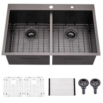 33x22 Drop Sink Double Bowl 50/50 Stainless Steel
