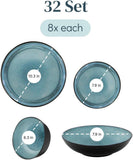 32 Piece Dinnerware Sets for 8 - Modern Style Stoneware Dinnerware Set