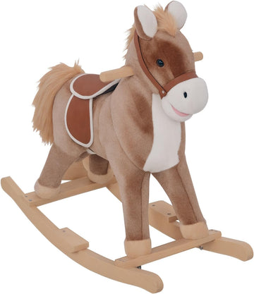 Kids Rocking Horse Ride on Horse for Toddlers Soft Plush Body Brown