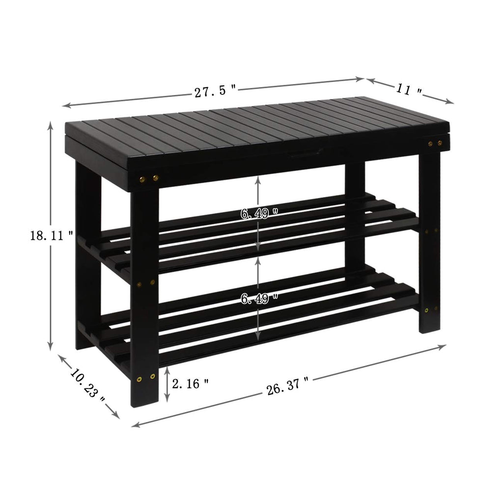 Bamboo Shoe Rack Bench with Storage Shelf Organizer