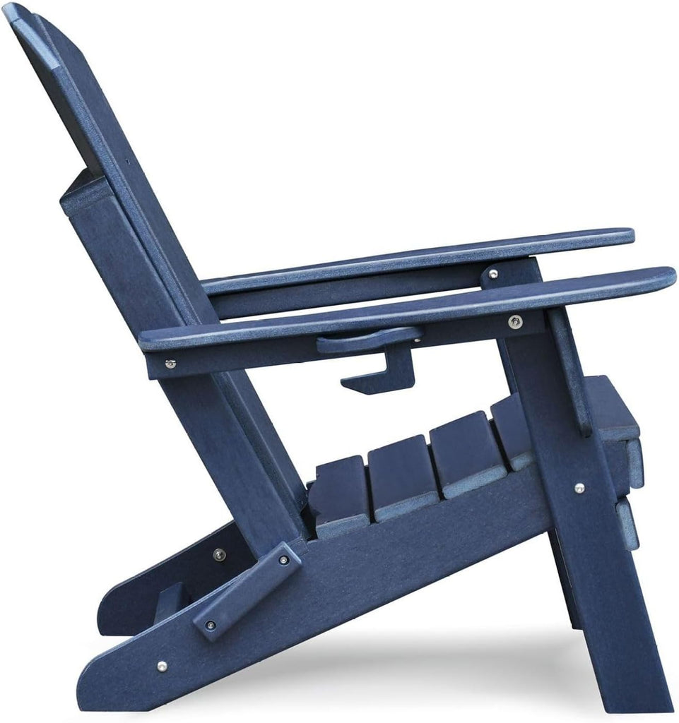 Folding Adirondack Chair Weather Resistant, Outdoor HDPE Lawn Chair - Blue/Grey