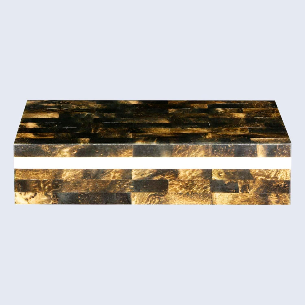 Large Decorative Storage Box with Lid- 10x4x2.5" Coffee Table Organizer, Keepsake-Decorative Boxes Decor, Stylish