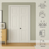 36in x 84in Paneled MDF Bi-Fold Barn Door, Closet Door, Slab Covered with Water-Proof PVC Surface, w