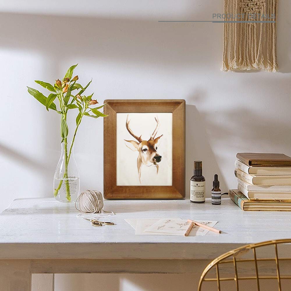 8x10 Picture Frames, Brown Rustic Wood Frame with Glass Front, Display 10x8 inch Photos for Table Top Display and Wall