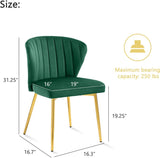 Velvet Dining Chairs Set of 4, Tufted Upholstered Dining Room Chairs with Gold Metal Legs, Mid-Century Modern Style, Green