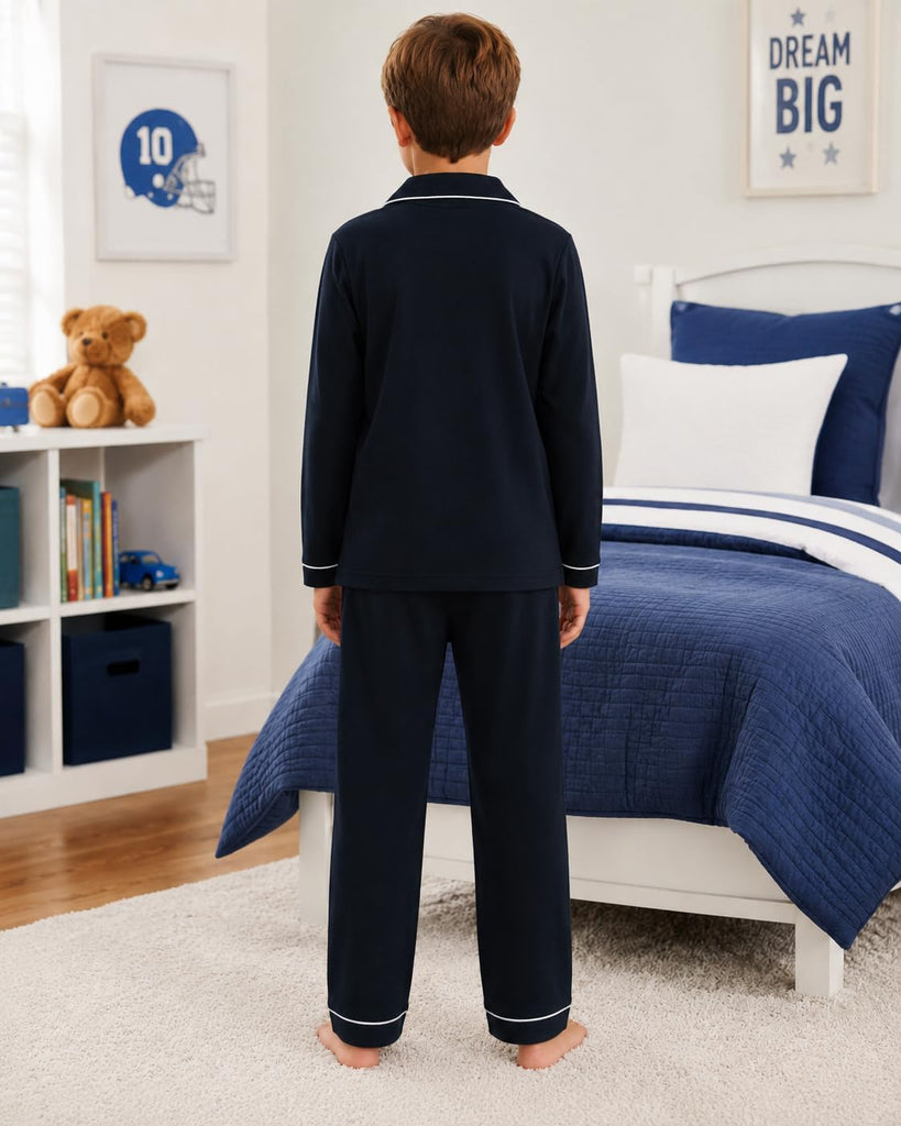 Kids Cotton Button Down Long Sleeve Pajama Set