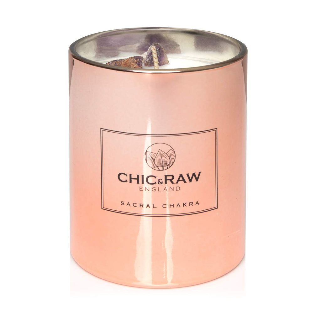 Aromatherapy Candle with Amethyst Crystal, Sacral Chakra, Soy Wax, 7.05oz