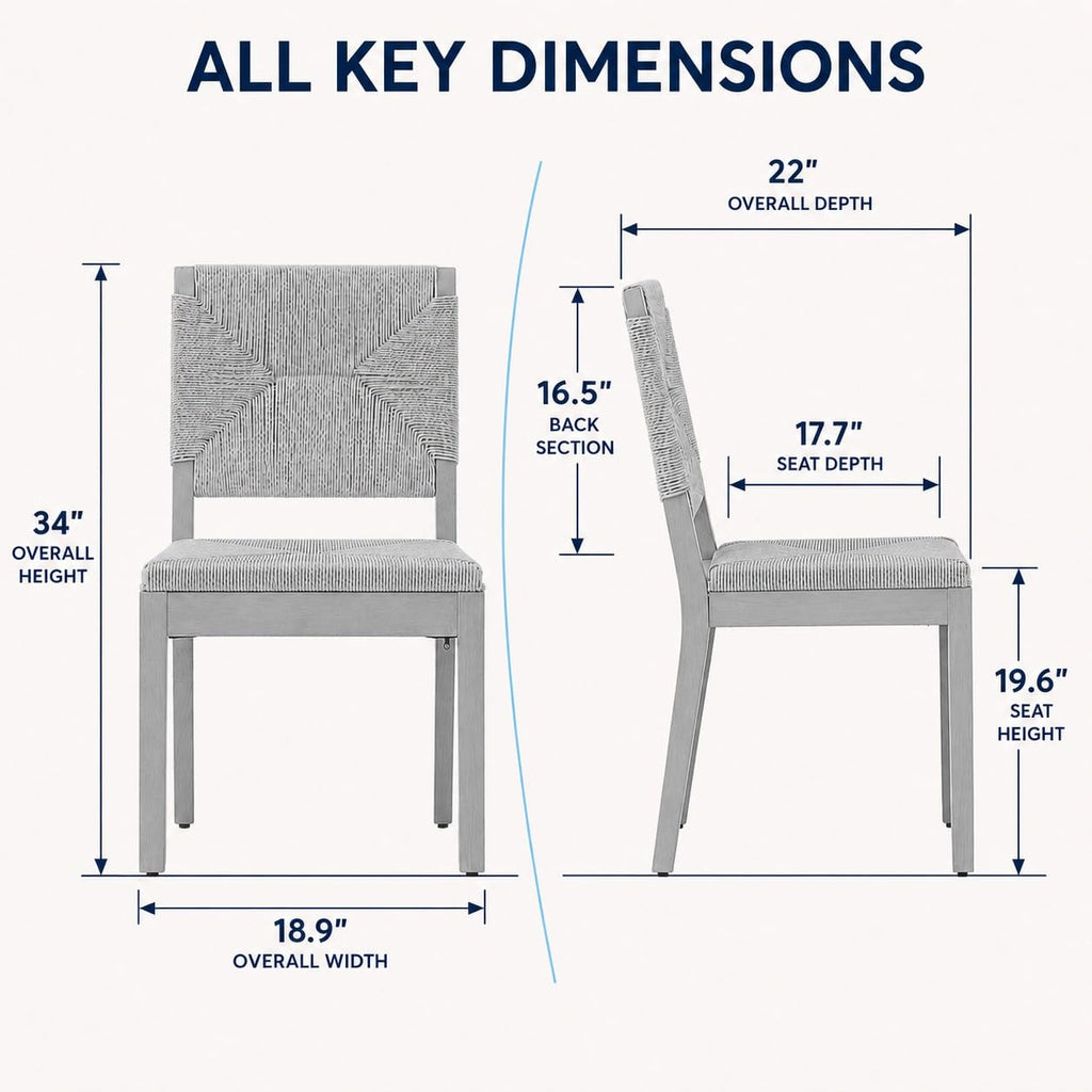 French Country Dining Chairs Set of 6, Farmhouse Kitchen & Dining Room Chairs, Beige Boho Wood Dinning Chair with