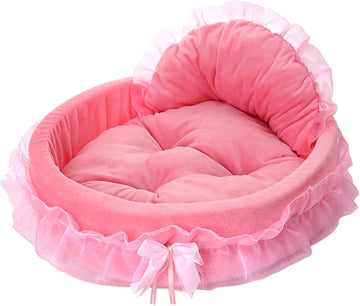 Pink Dog Bed Washable Princess Cat Couch Soft Plush Pet Sofa Nest Mat Snuggle Kitten Puppy Cave Beds Cute Cozy Kitten