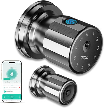 Fingerprint Smart Door Knob, 0.3s Biometric Keyless Entry, 4-in-1 Access with App Control & Passcode, Auto-Lock