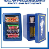 Michelin Portable 6 Can Mini Fridge, LED Lighted Door, 6L (6.3 qt) Capacity, Blue, Travel Cooler with 12V DC and AC