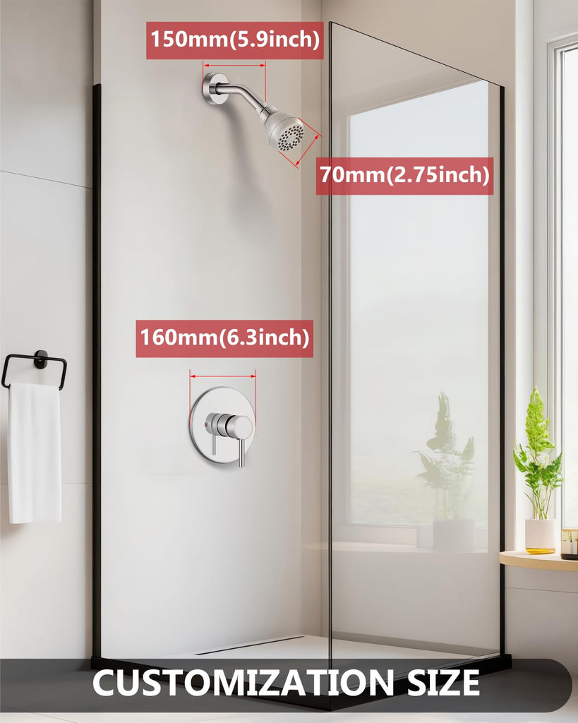 Shower Faucet Set with Rough-In Valve and Shower Head, Polish Chrome