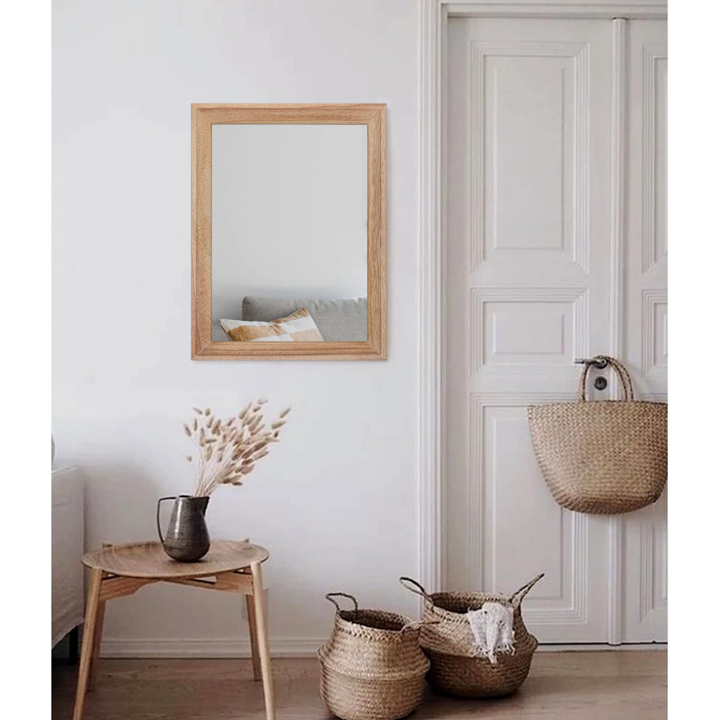 Rustic Mirrors for Wall Rectangle Wooden Frame Hanging Mirror Bathroom Living Room Entryway Large 20"x16"