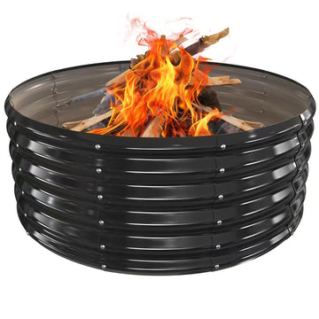 17In Tall 40 Inch Diameter Round Galvanized Fire Pit Ring/Fire Ring Black