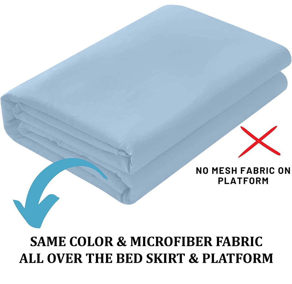 King Ruffled Bed Skirt, Split Corners, 18" Drop, Light Blue