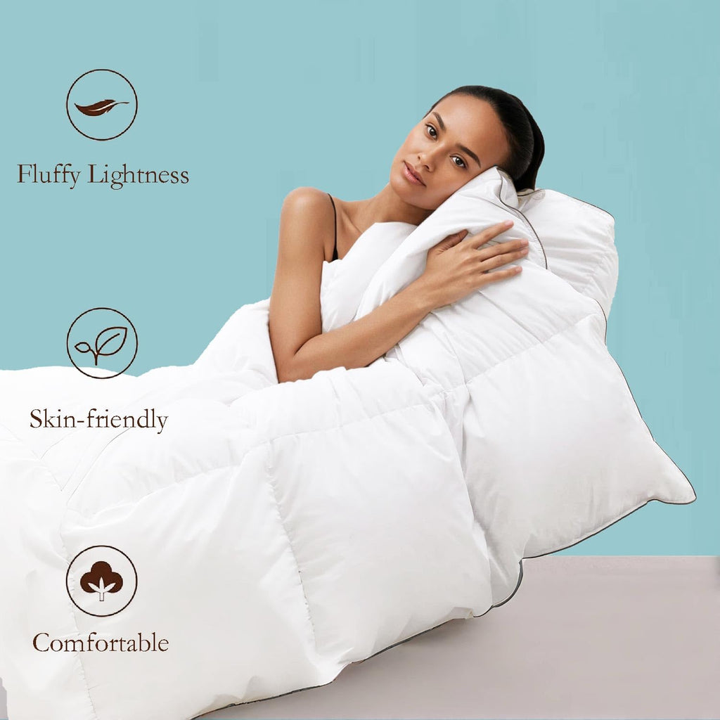 Down Fiber Comforter King for Winter, 100% Cotton Duvet Insert