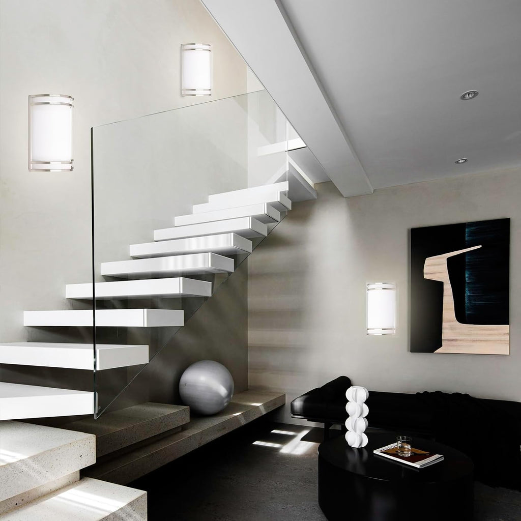 Indoor Wall Sconce, Half Cylinder Wall Light Fixture, 3000K 4000K 5000K Color Temperature Adjustable, Dimmable LED