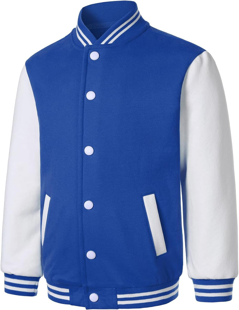 Kids Varsity Jackets Girls Boys Letterman Baseball Jacket Lightweight Bomber Coat School Outwear with Pocket
