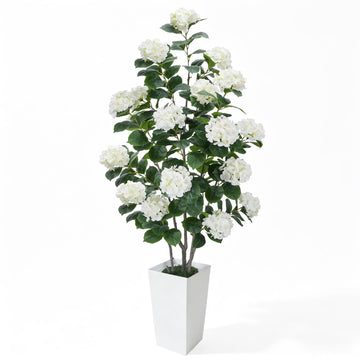 6FT White Artificial Trees with Tall Planter for Porch