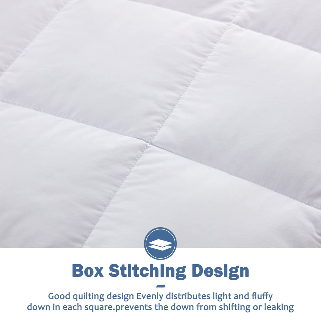 Feather Down Blanket California King Size, Extra Lightweight Summer Comforter, Noiseless & Ultra Soft Thin Bed
