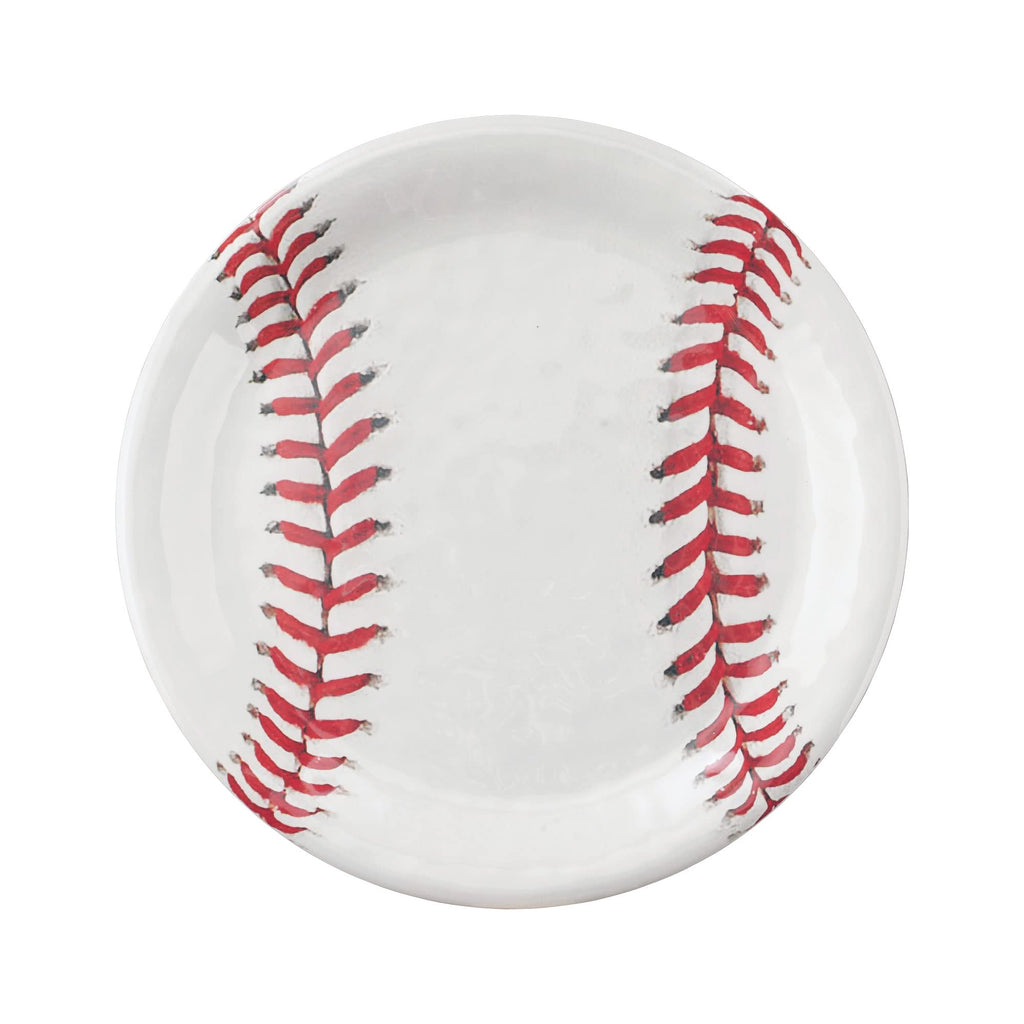 12 Piece Baseball Melamine Dinnerware Sets, Outdoor Dishes Set, Plates and Bowls Sets, Service for 4, White