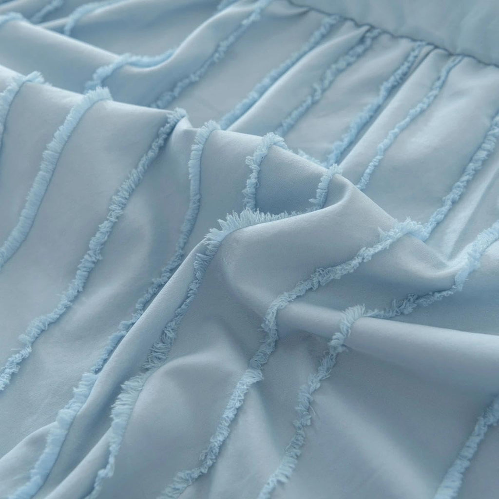 Bed Skirt Queen Size - Ruffled Bed Skirt - with Split Corners - Sky Blue
